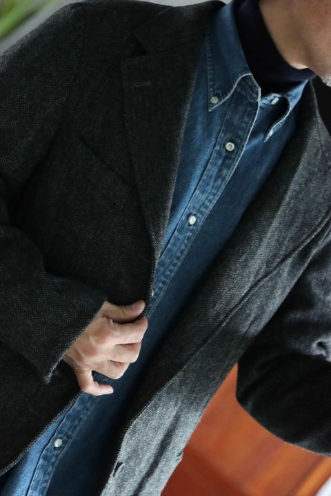 アプレッセ22FW Tweed Tailored Jacket"CHARCOAL"スタイル