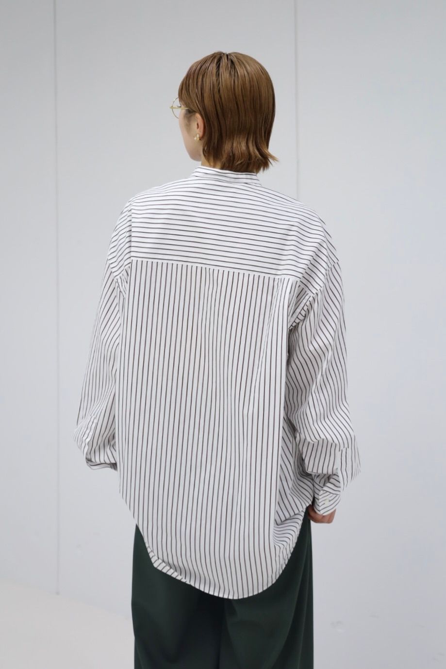 Graphpaper SIDOGRAS Stripe L/S Oversized Band Collar Shirt STYLE 2025.10.24