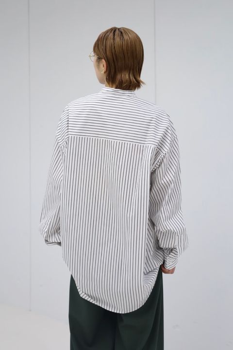 Graphpaper SIDOGRAS Stripe L/S Oversized Band Collar Shirt STYLE 2025.10.24