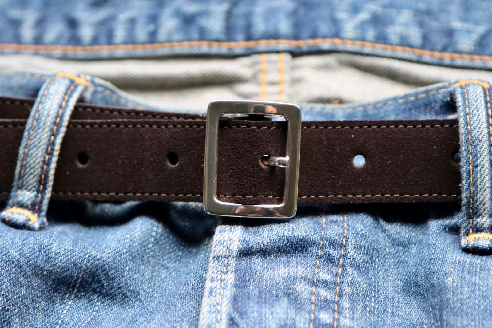 XOLO - ショロジュエリーベルト Square Narrow Buckle Buckle -Brown