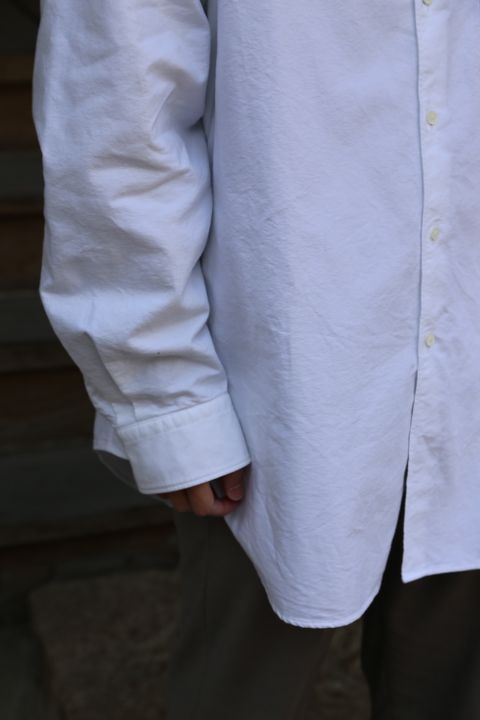 Graphpaper Oxford Oversized Band Collar Shirt(GM211-50137B) style. 2021.04.18.