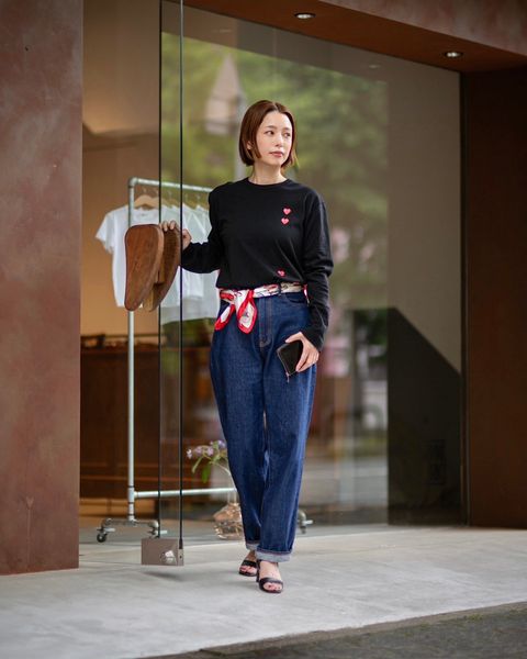 PLAY COMME des GARCONS VERTIAL 4 HEART L/S Tシャツstyle.2024.06.03