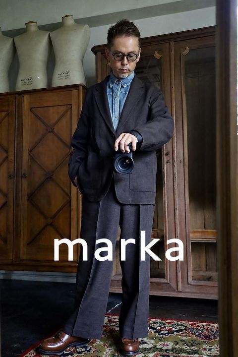 marka 26AW STROLL AROUND JACKET"BROWN BIRD’S-EYE"スタイル