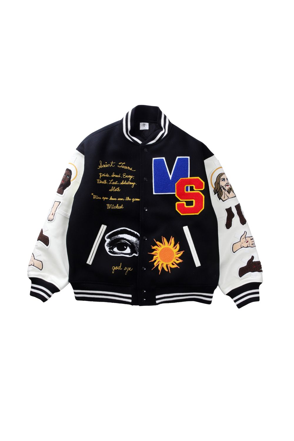SAINT M×××××× ×DENIM TEARS「SAINT TEARS」STUDIUM JACKET