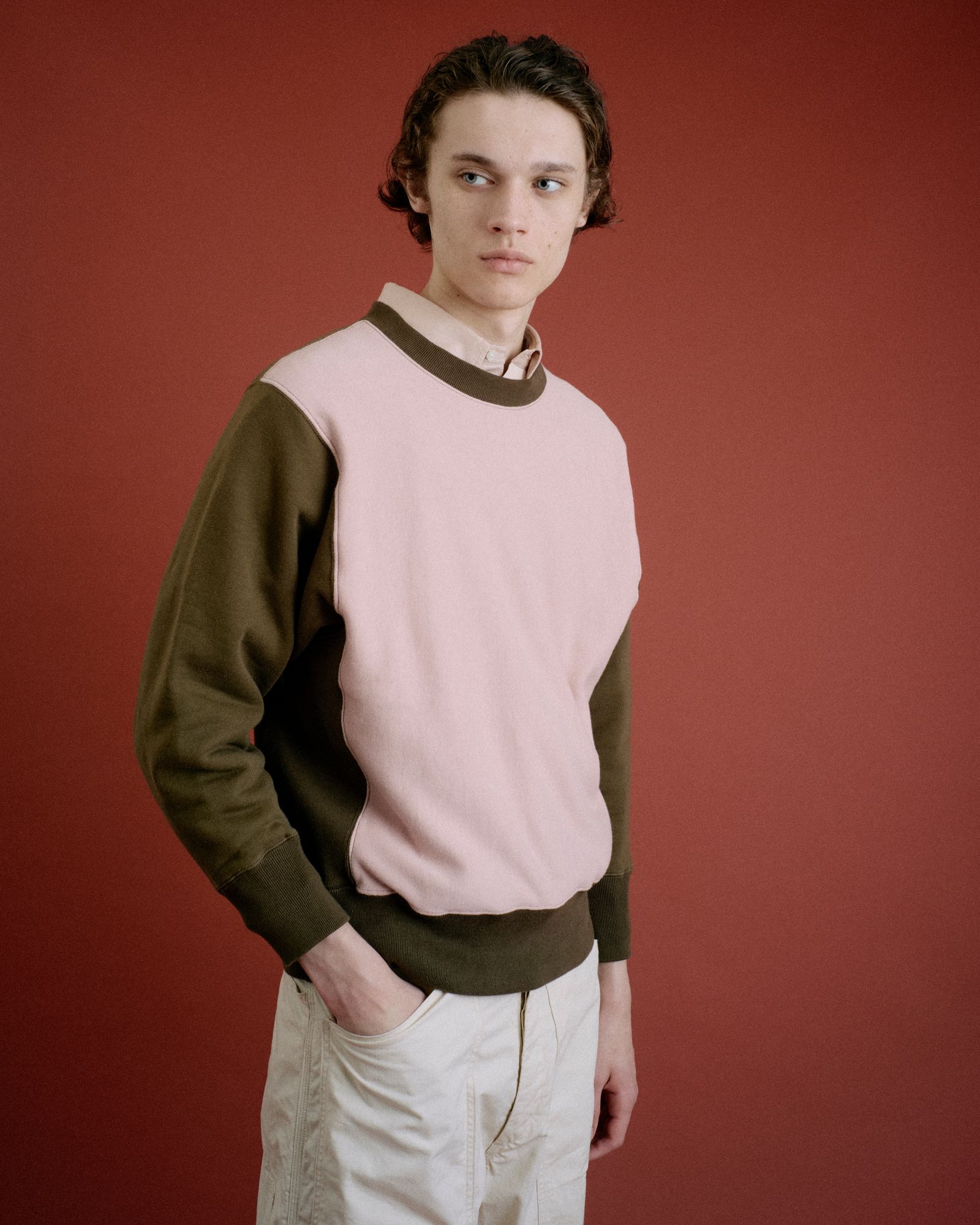 ファウンダ 25AW SWEAT SHIRT(015FD252021)PINK/KHAKI