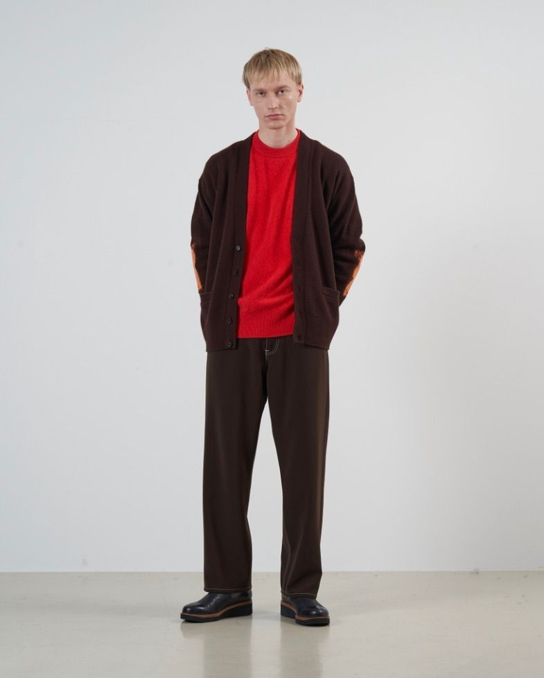 ヨーク24FW PAINTED ELBOW PATCH CARDIGAN(YK24FW0821S)BROWN