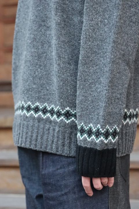 JUNYA WATANABE COMME des GARCONS MAN ウールジャガードニット求心柄"TOP GRAY"style