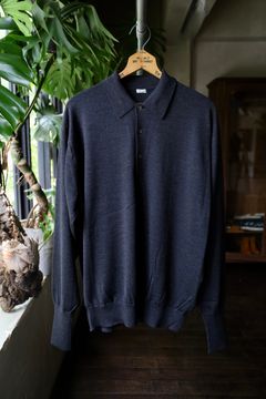 A.PRESSE Wool Knit L/S Polo Shirt(CHACOAL) 8月10日(土)新作発売！