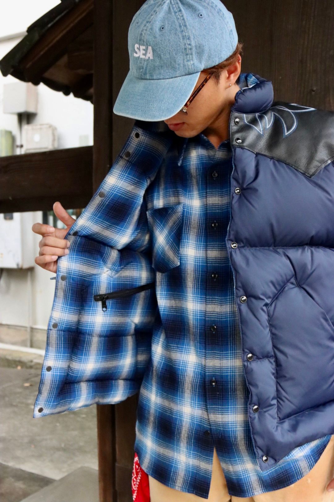 RAFU23AW RMFC DOWN VEST W/EMB'D "BLEU"スタイル