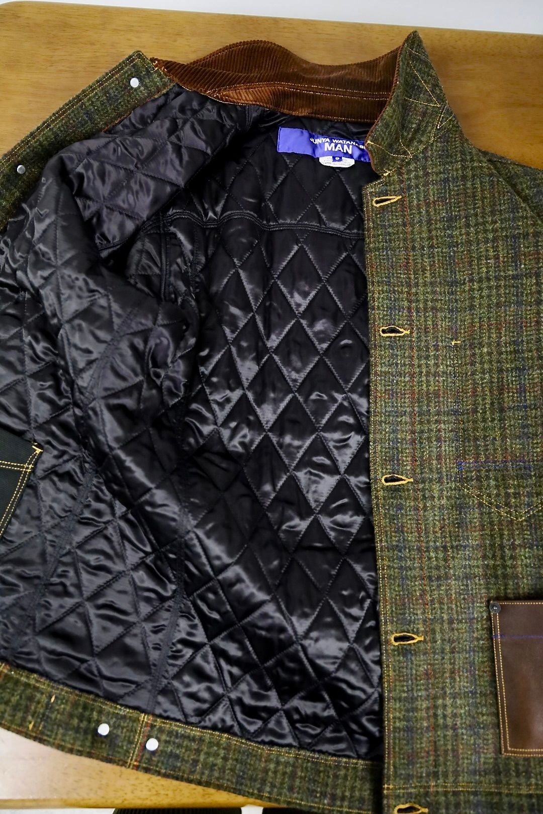 ジュンヤワタナベマン 25AW ウールチェックツイード綿ダッグレザージャケット(WP-J033-051)☆11月1日(土)発売！