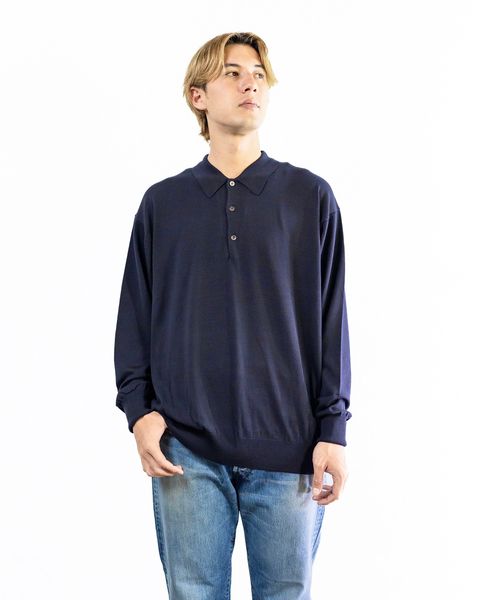 A.PRESSE Wool Knit L/S Polo Shirt(NAVY) 8月10日(土)新作発売！