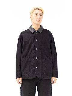 フレッシュサービス 26AW COTTON CANVAS LEATHER COLLAR WORK JACKET(FSC263-30032)BLACK☆9月5日(土)新作発売！