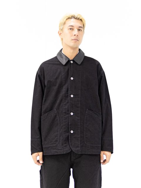フレッシュサービス 26AW COTTON CANVAS LEATHER COLLAR WORK JACKET(FSC263-30032)BLACK☆9月5日(土)新作発売！