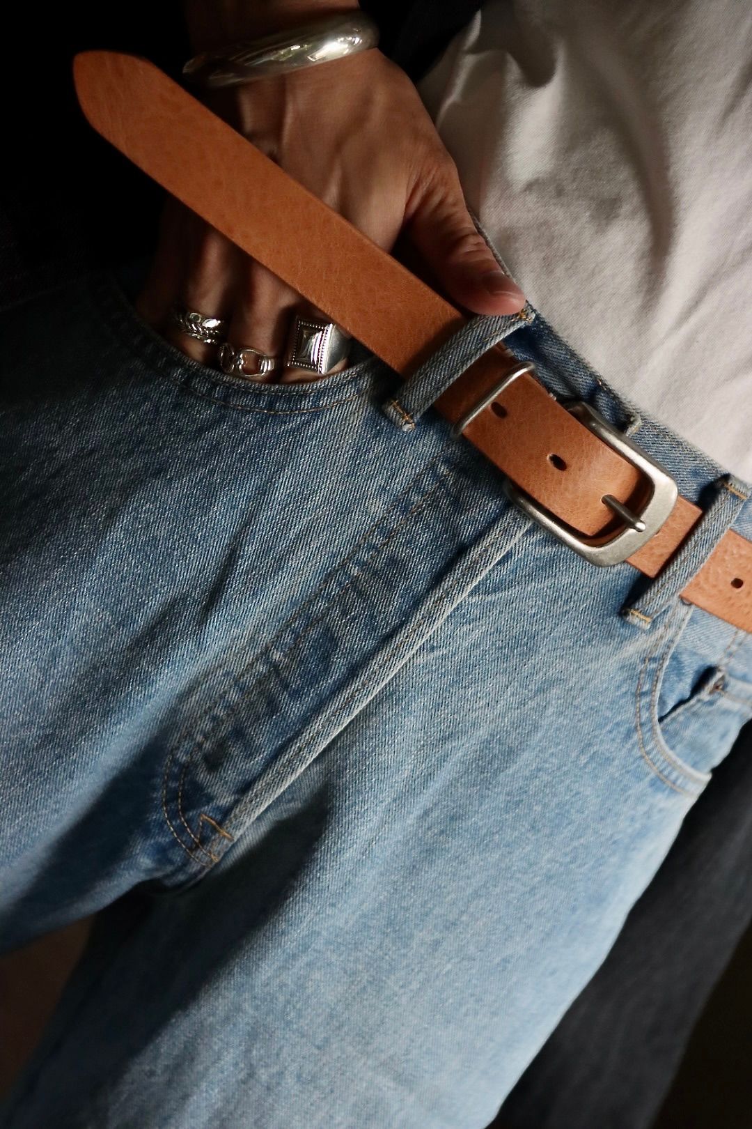 A.PRESSE アプレッセ22FW Washed Denim Pantsスタイル