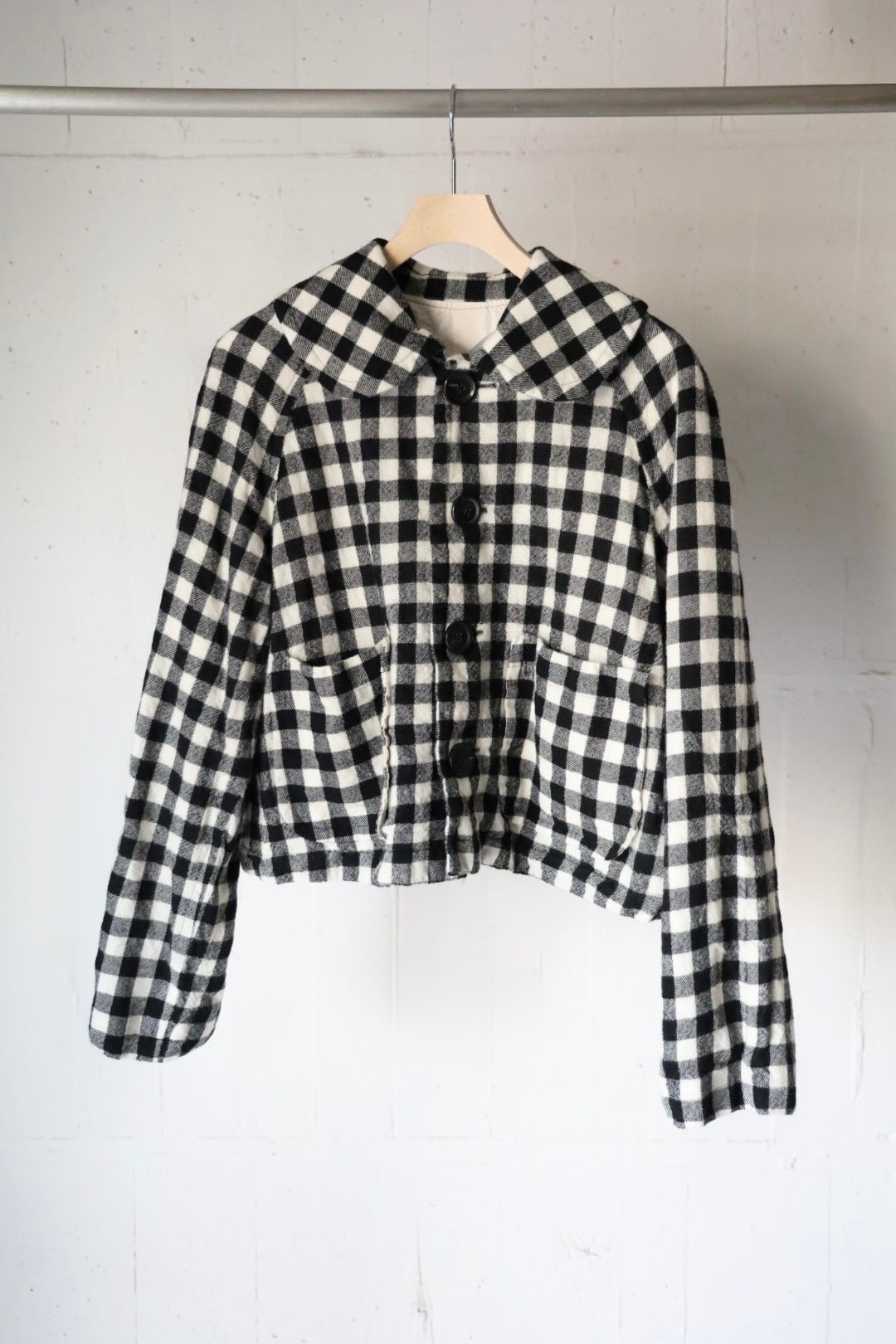 tao 26FW ウールギンガムチェック先染 製品縮絨ジャケット(TR-J021-051-1)BLACK×WHITE☆10月2日(金)発売！