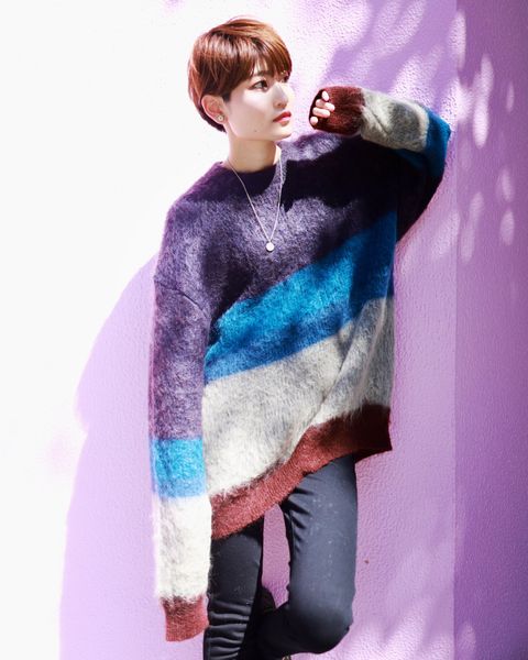 YOKE 新作MOHAIR BORDER CREWNECK SWEATER style.2023.9.1