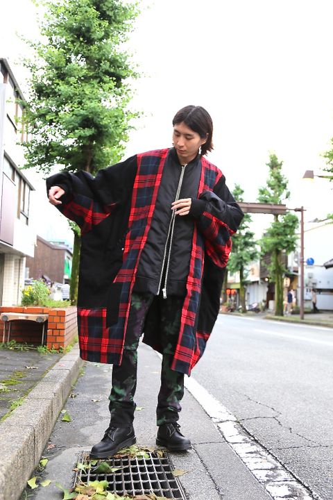 KIDILL Docking MA-1 Jacket(KL445) "Black×Red Tartan"スタイル.2020.7.25.