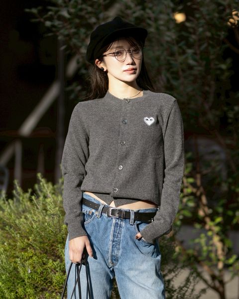 PLAY COMME des GARCONS  ROUND NECK CARDIGAN style.2025.12.13