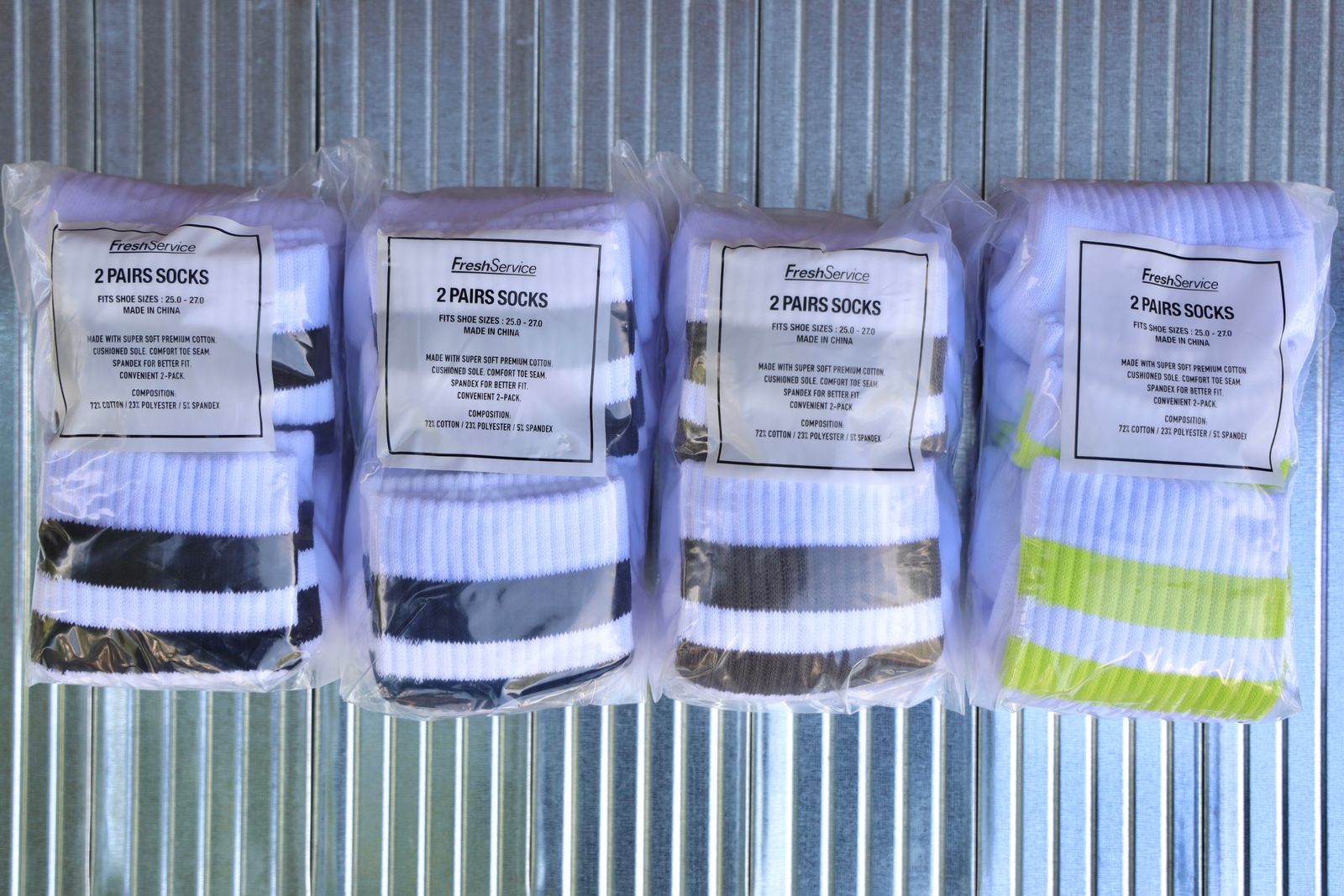 フレッシュサービスソックス 2-PACK LINE CREW SOCKS (GRAY)