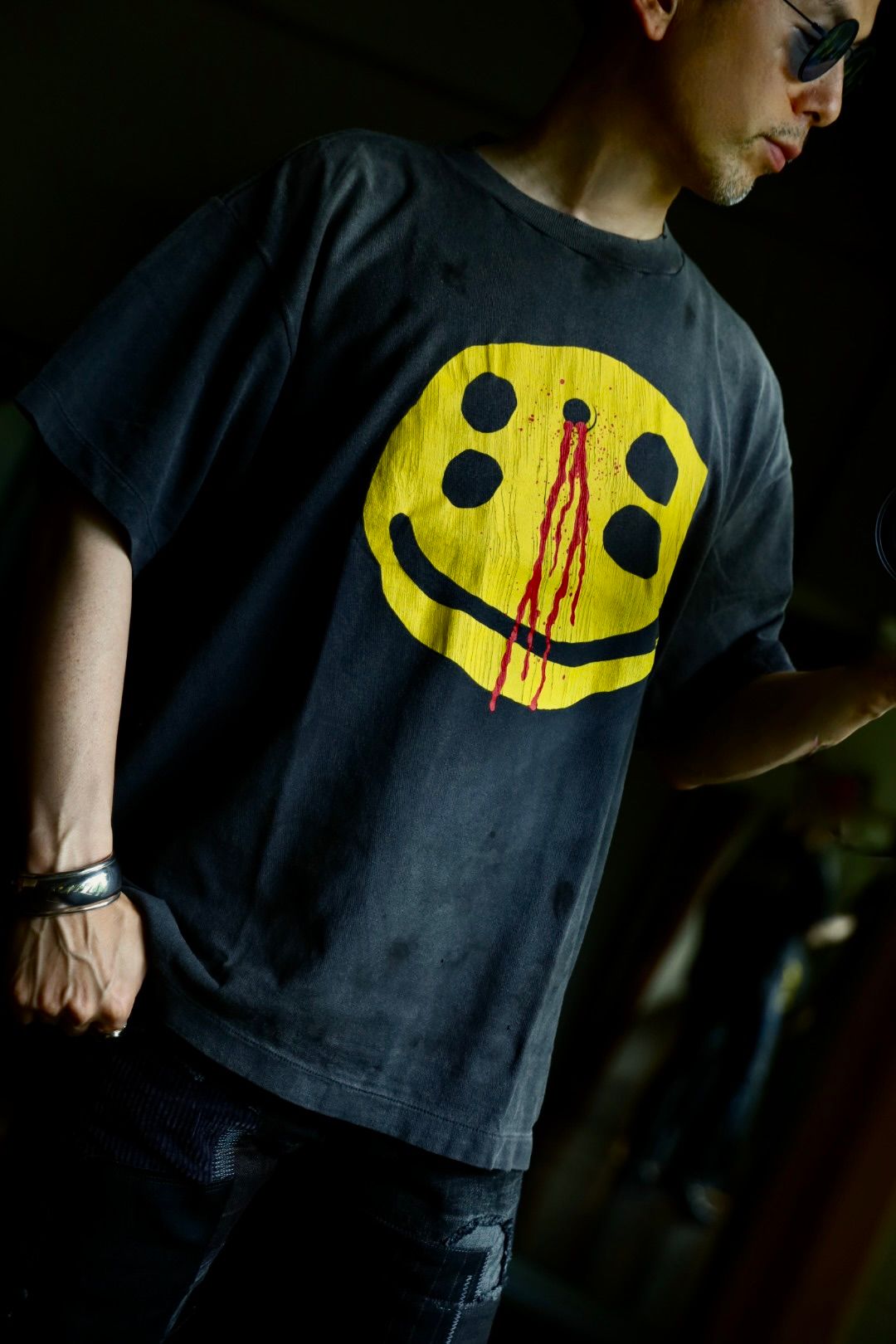 トップス SAINT MICHAEL CP_SS TEE SMILE BLACK SAINT MICHAEL/CP_SS TEE/SMILE/BLACK