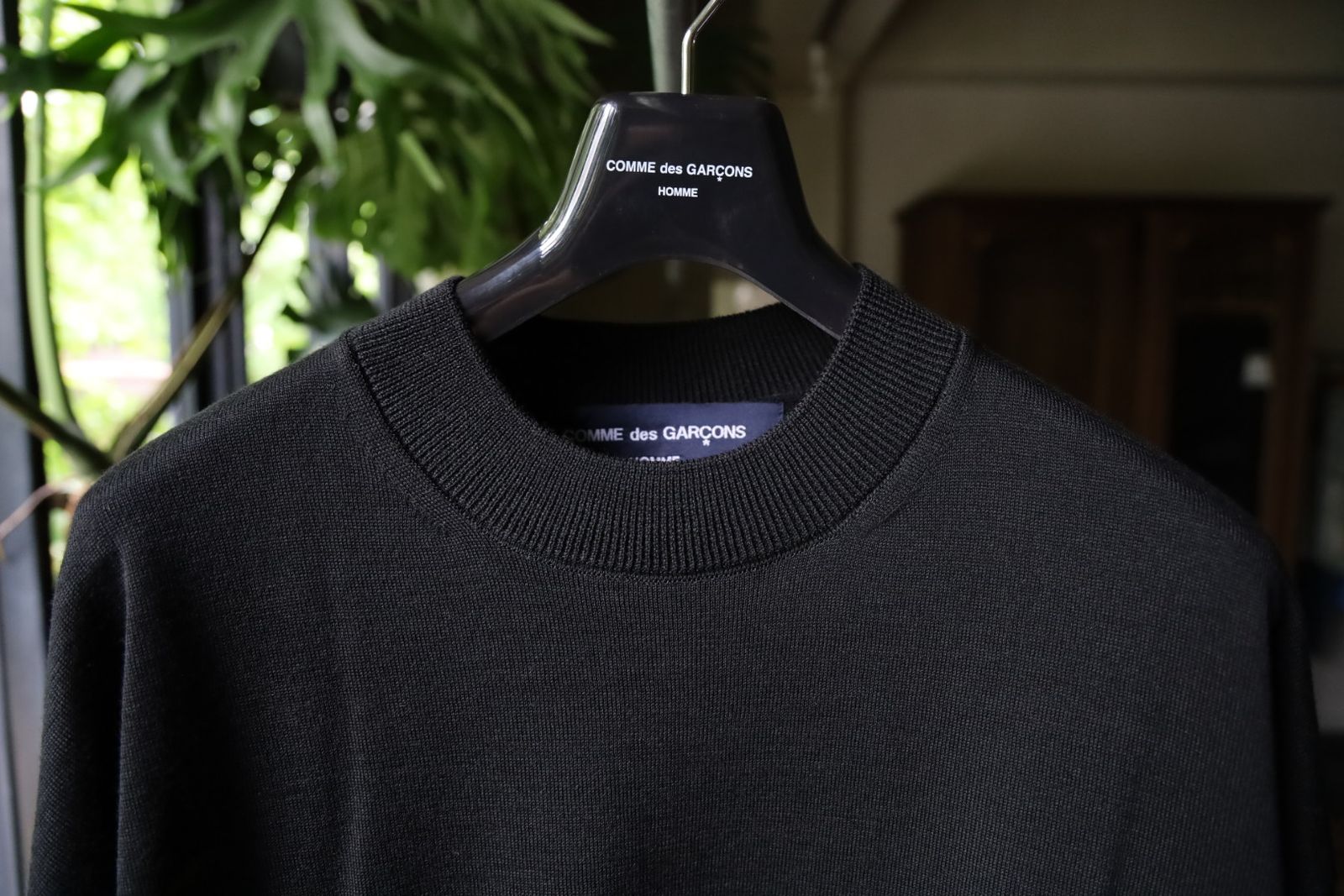 コムデギャルソンオム24AW 梳毛エステル天竺プルオーバー(HN-N001-051)BLACK
