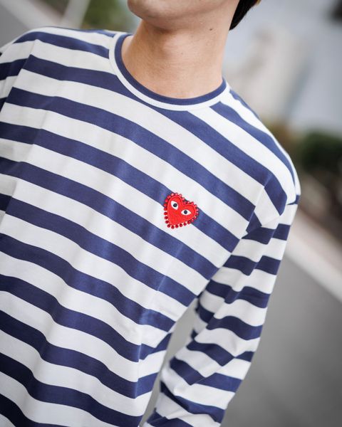 PLAY COMME des GARSONS RHINESTONEボーダーTシャツ(NEVY WHITE) 新作発売！