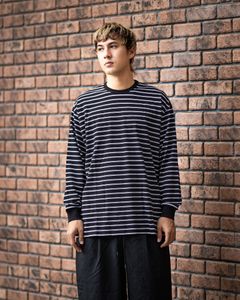 グラフペーパー26AW Tri Spun Border L/S Tee(GU263-70141B)BLACK×WHITE☆8月1日(土)発売！