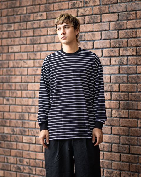 グラフペーパー26AW Tri Spun Border L/S Tee(GU263-70141B)BLACK×WHITE☆8月1日(土)発売！