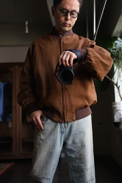 A.PRESSE Vintage Nubuck leather Rib Blousonスタイル.2025.1.11.