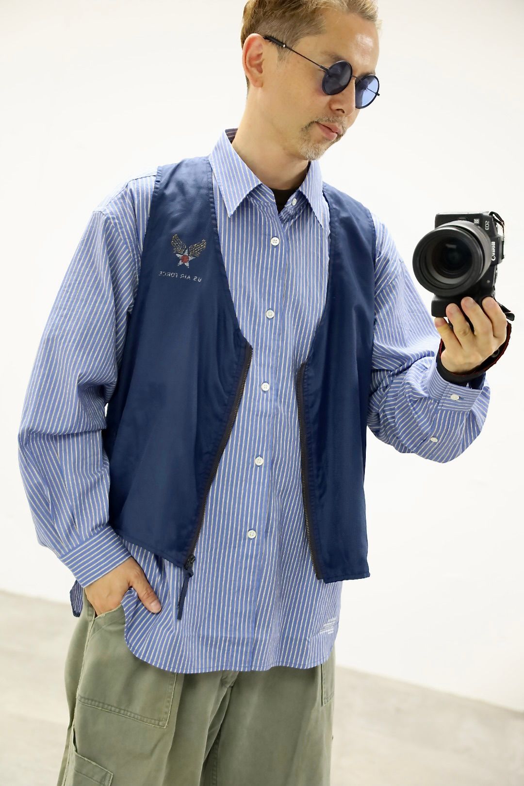 FreshService 26SS HRAFTeX® L/S STRIPE SHIRT"BLUE STRIPE"スタイル