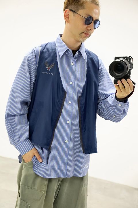 FreshService 26SS HRAFTeX® L/S STRIPE SHIRT"BLUE STRIPE"スタイル