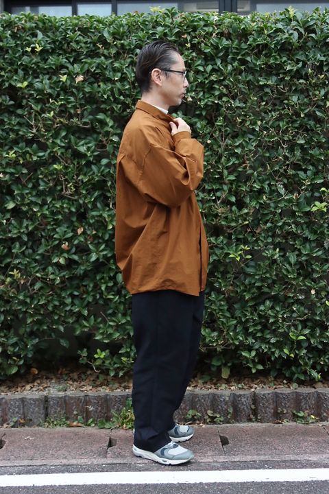 Graphpaper Broad Oversized L/S Regular Collar Shirt"BROWN"style.2021.10.16.