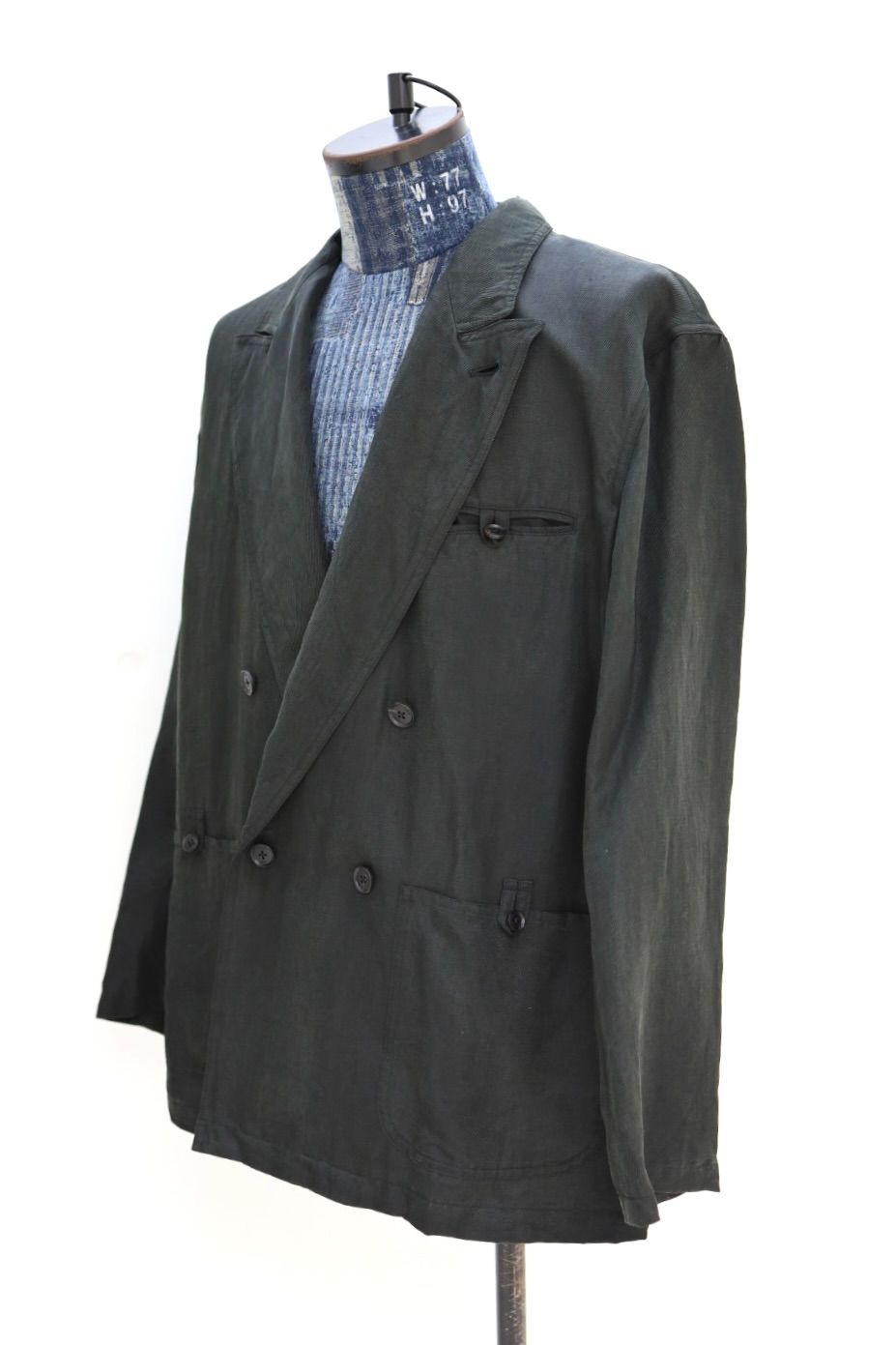 YOKE 26SS Linen Silk Kersey Double Breasted Blezer(YK26SS01207J)BLACK