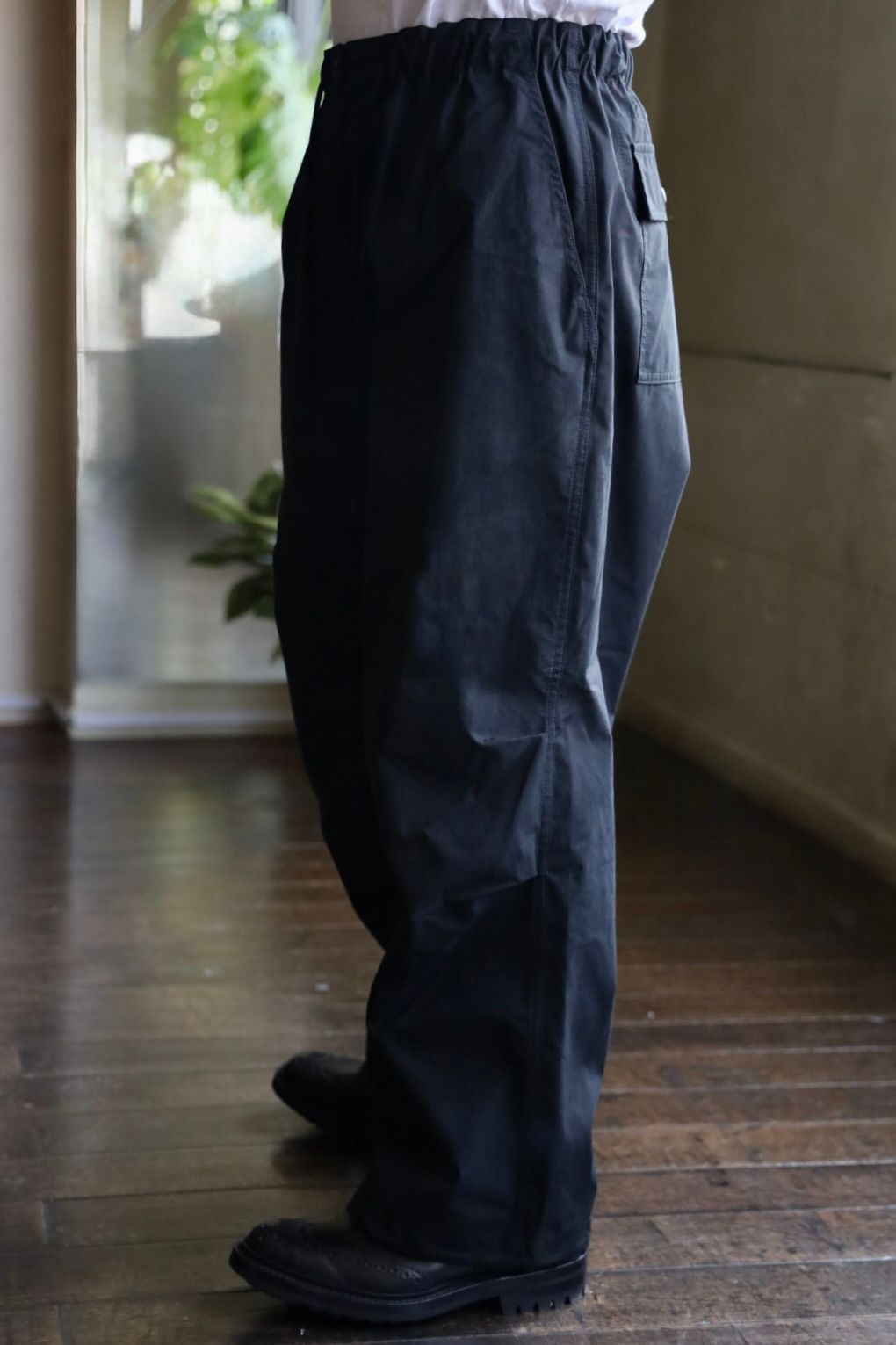 コムデギャルソンオム25SS 綿エステルウェザーパラシュートパンツ(HO-P021-051)BLACK
