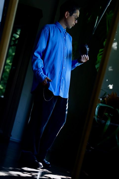 A.PRESSE Double Weave TwillRegular Collar Shirtスタイル.2024.9.4.