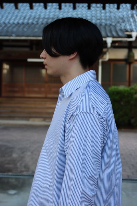 YOKE THOMAS MASON STRIPED PIPING SHIRT"WHITE"style.