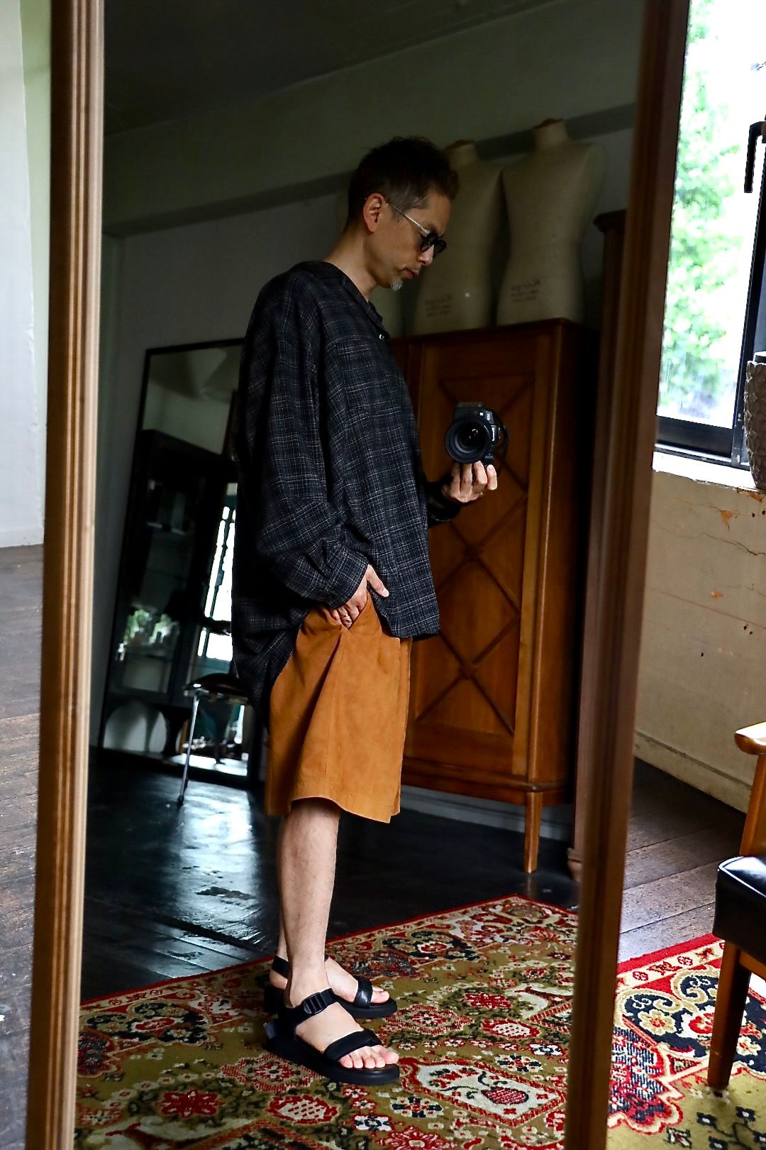 Graphpaper Extra Fine Wool Lawn L/S Sleeping Shirtスタイル