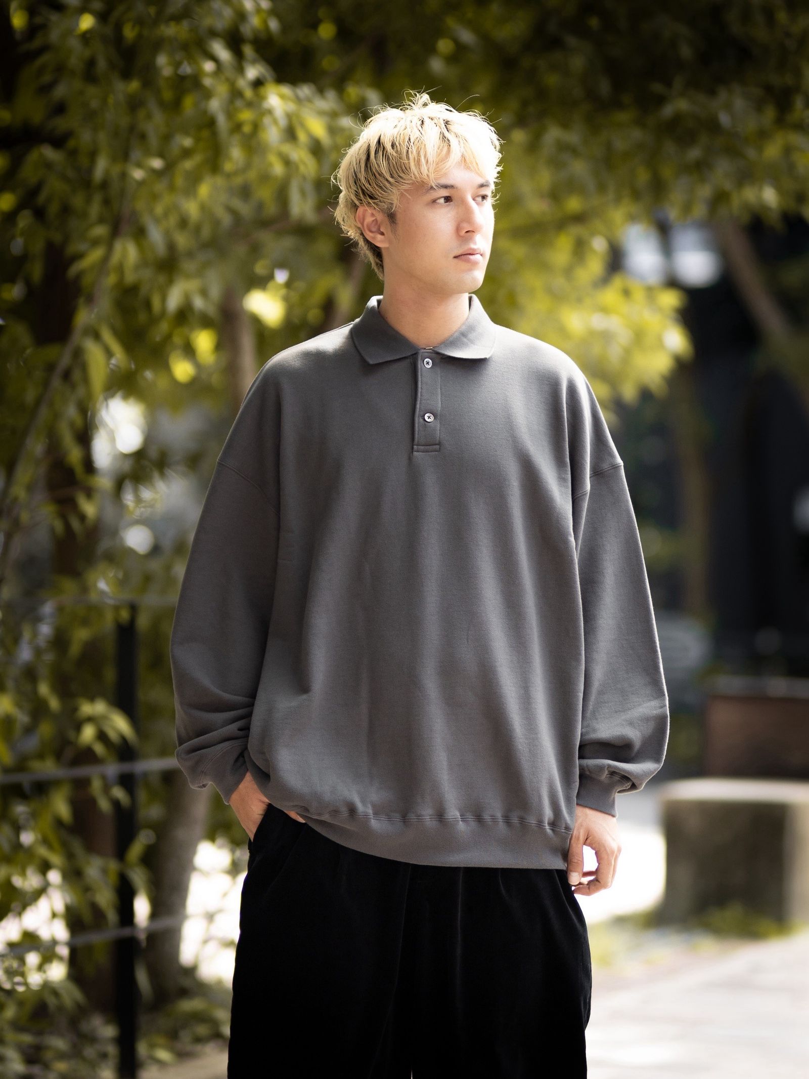 Graphpaper AZUMA Terry Pullover Polo Sweat (GRAY) MARKスタイル！