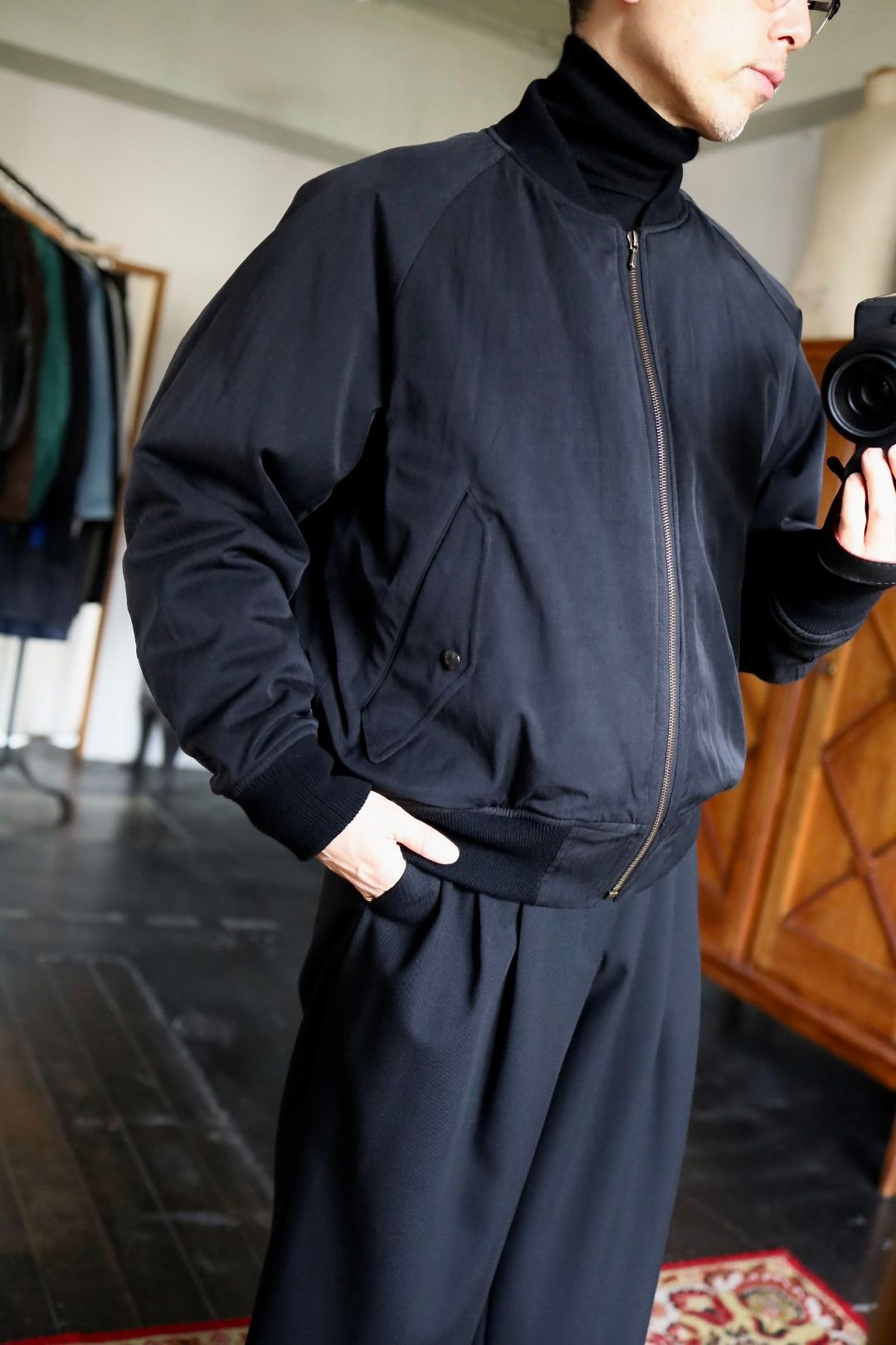 アプレッセ 2025 STYLE2 Silk Padding Jacket(25AAP-01-29)BLACK