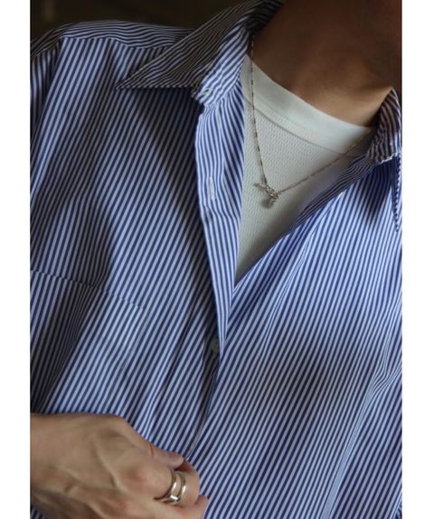 Graphpaper 22SS Broad Stripe S/S Oversized Regular Collar Shirt スタイル.2022.5.21.