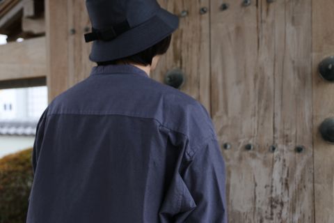 Graphpaper Oxford Oversized Band Collar Shirt(GM211-50137B) style.2021.3.13.