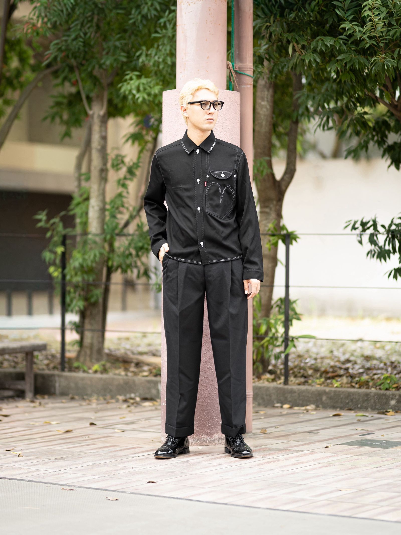 MARKAWARE DOUBLE PLEATED SEMI EASY TROUSERS MARKスタイル