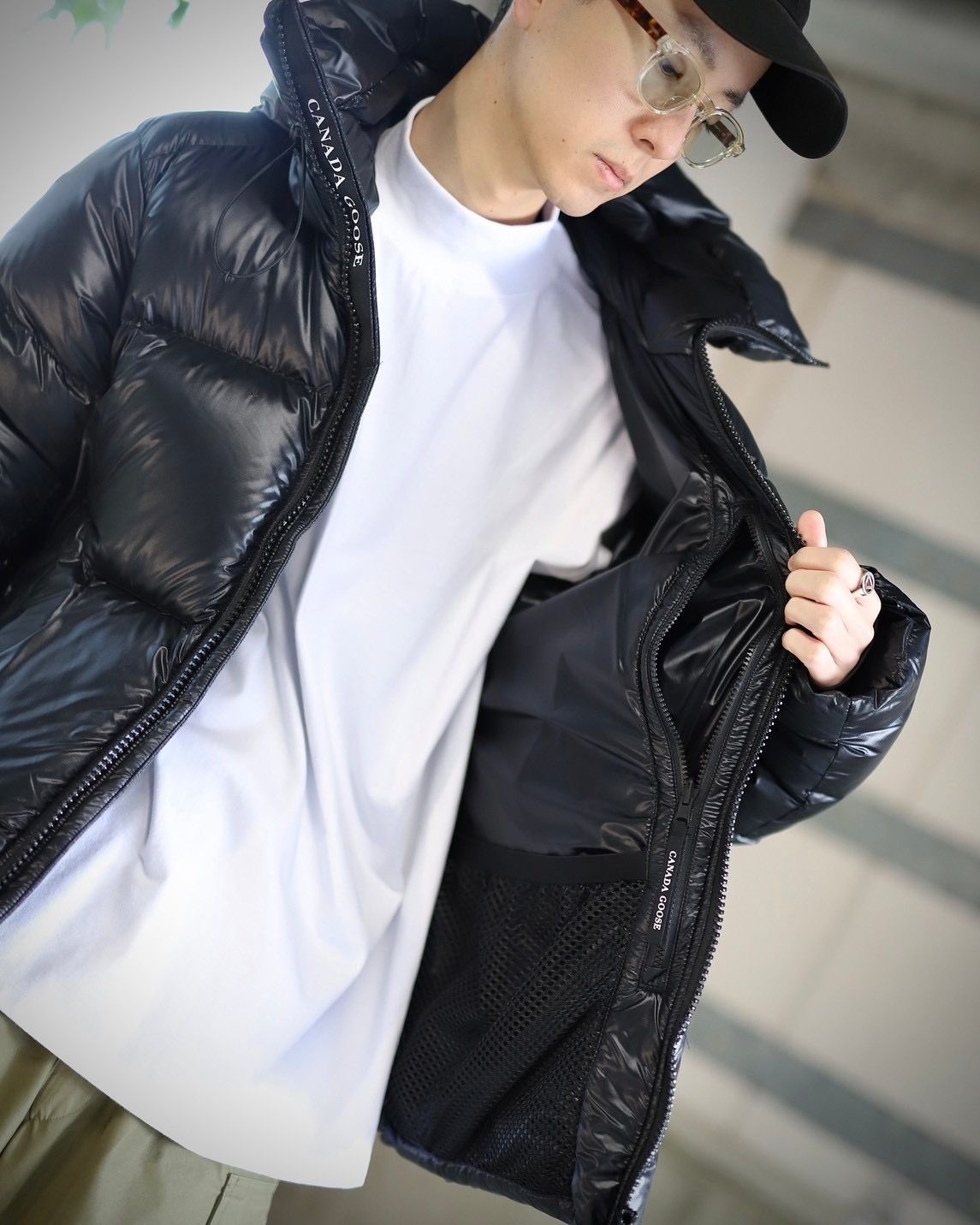 CANADA GOOSE カナダグース Crofton Puffer Black Labelスタイル