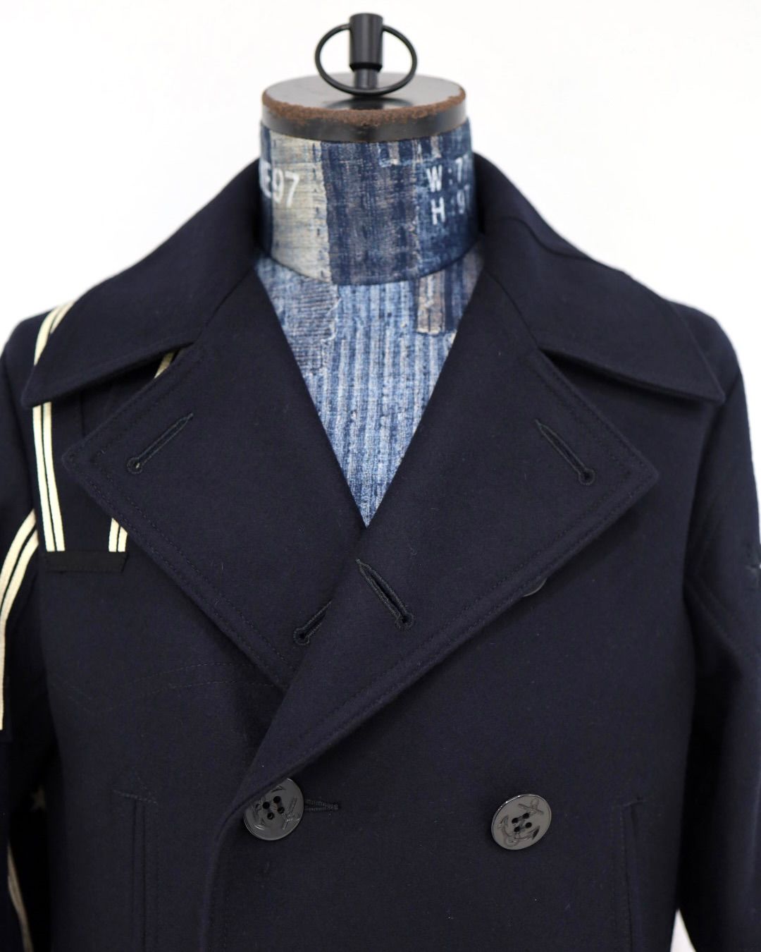 ジュンヤワタナベマン 26FW ウールナイロンメルトン NEEDLES Wネーム Pコート (WR-J105-051)NAVY☆10月2日(金)発売！