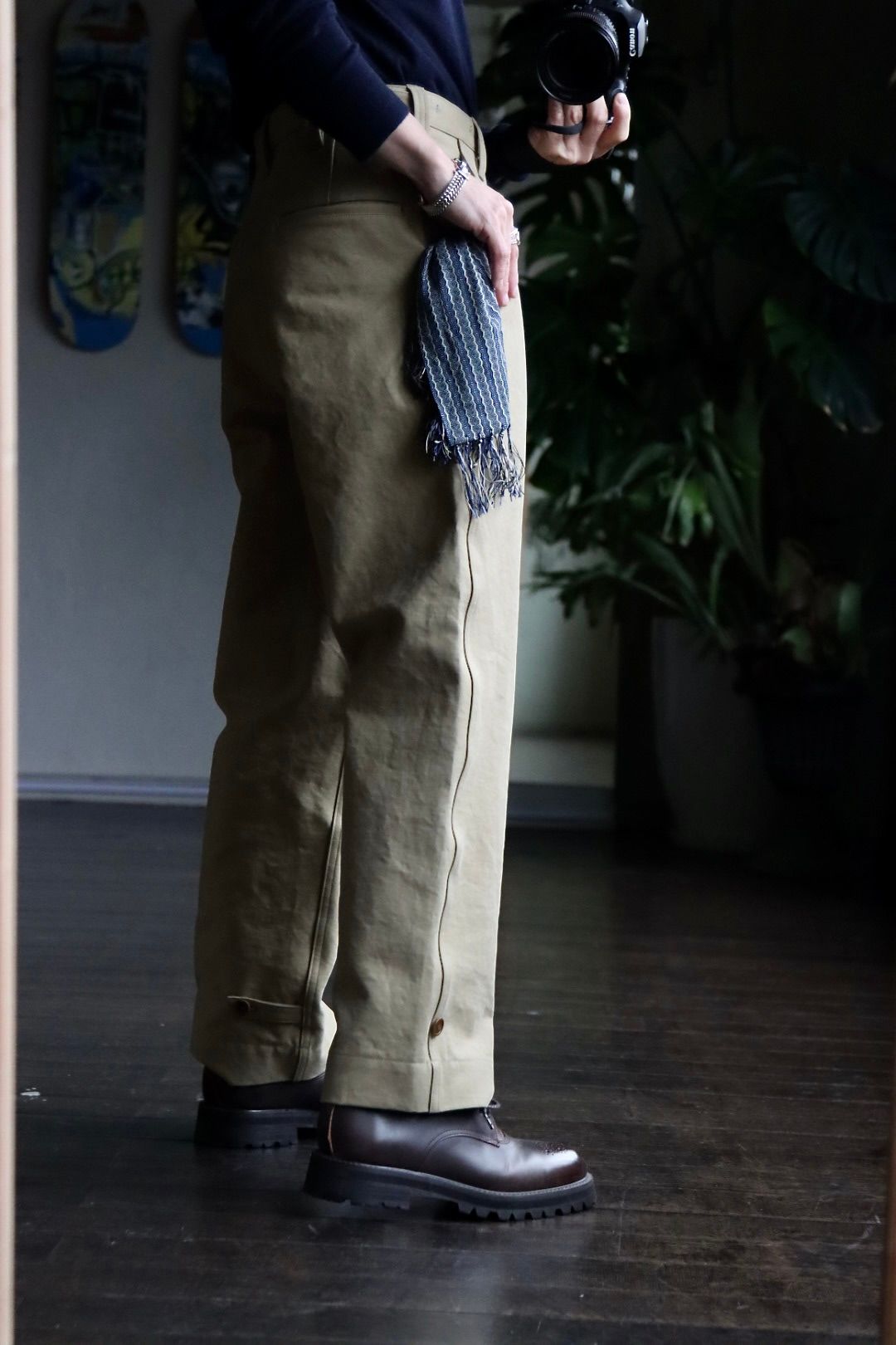 A.PRESSE Motorcycle Trousers BEIGE 3 - チノパン