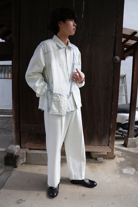 YOKE DETACHABLE POCKET DENIM JACKET&CUT-OFF WIDE-LEGGED DENIM TROUSERS style. 2021.03.27.