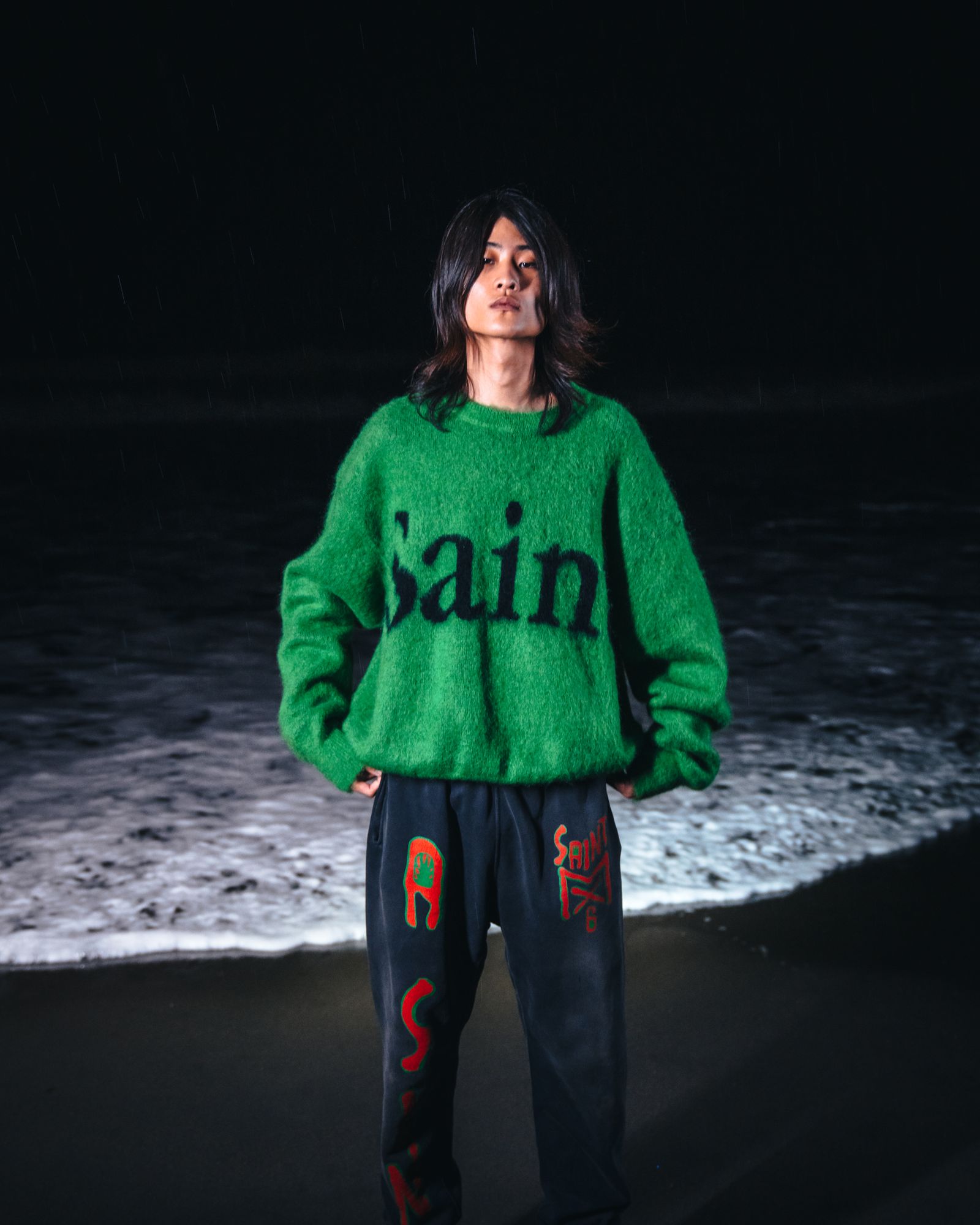 セントマイケル 23AWニット SAINT CREW NECK KNIT(SM-A23-0000-043)GREEN - S