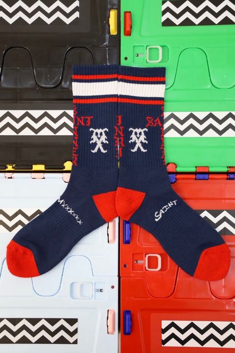セントマイケル SINNER SOCKS (SM-HR1-0000-114)BLUE/RED★10月11日(土)発売！