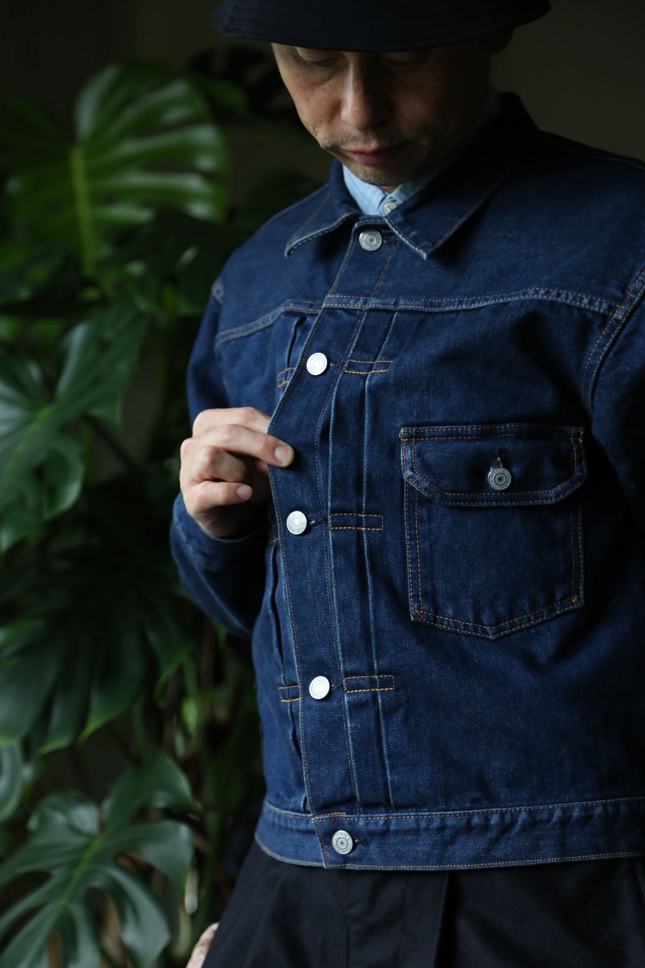 CIOTA本藍スビンコットン13.5ozデニムGジャン"ダークブルーダメージ"style.8.13.