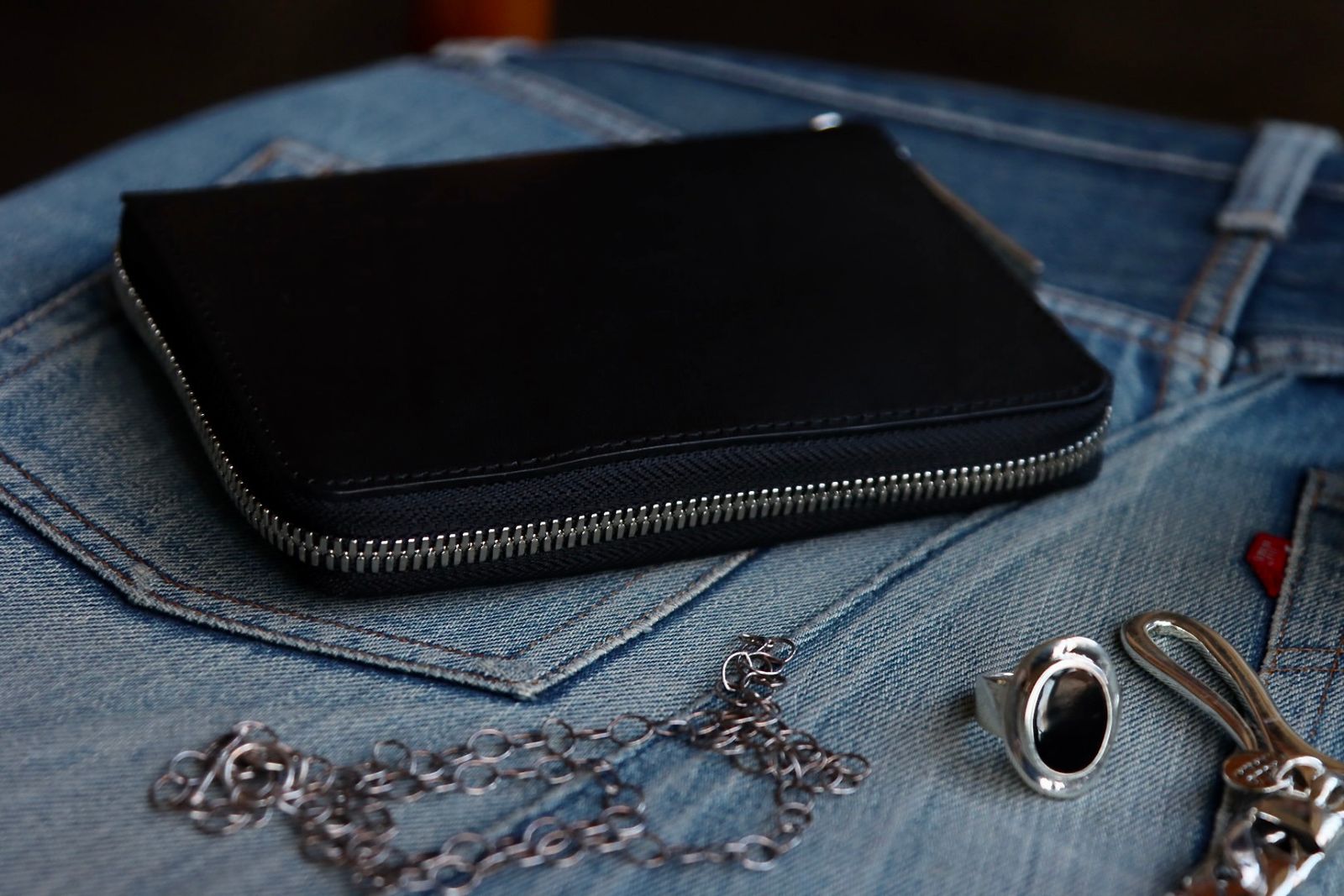ヨウジヤマモト24SS THICK NATURAL FASTENER WALLET S(HS-A01-763-1)BLACK